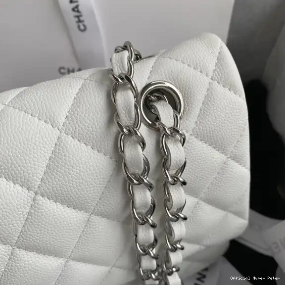 Hyper Peter A01112 White Bag Large Calfskin Flap 2.55 CHANEL Leather 0624